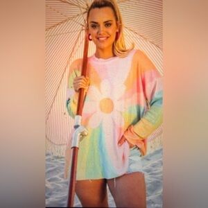 Shoe Me Your Mumu Barbie Pastel Rsinbow Flower Sweater XS